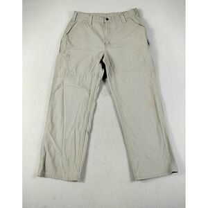 Carhartt Carpenter Pants Mens 33x28 Beige Workwear Utility Pockets Dungarees